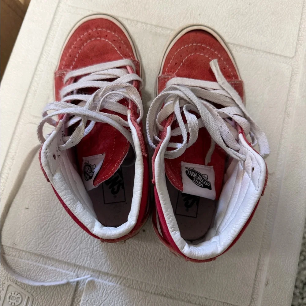 Vans Kids Red & White High-Top Skate Sneakers size 1.0 or 13 - Picture 8 of 8